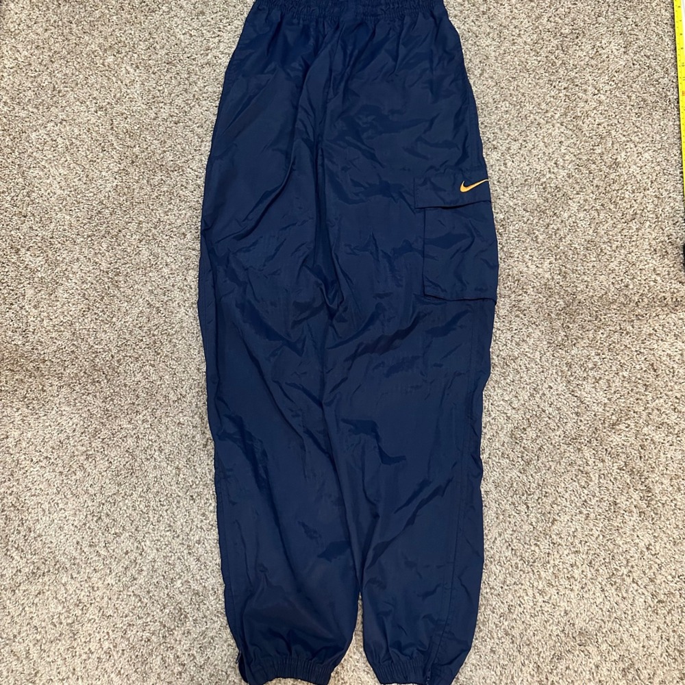 Vintage Nike Mens Track Pants Small Blue Preowned Cargo Swoosh Logo Nylon